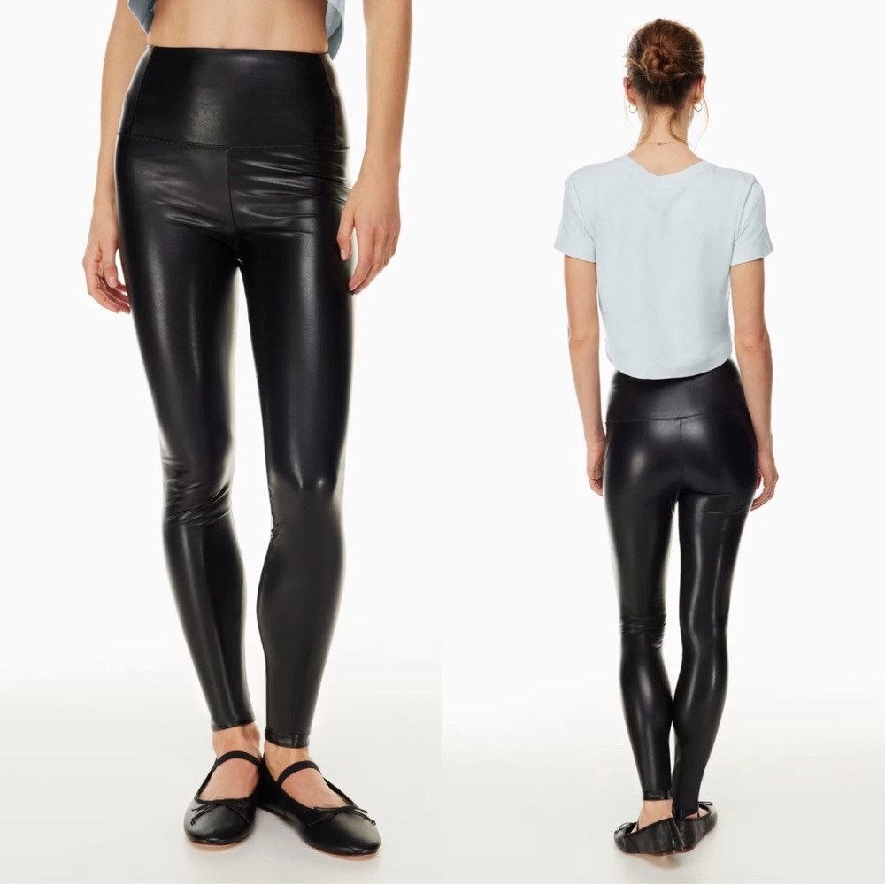 Aritzia Wilfred Daria Black Vegan Leather Leggings NWOT medium